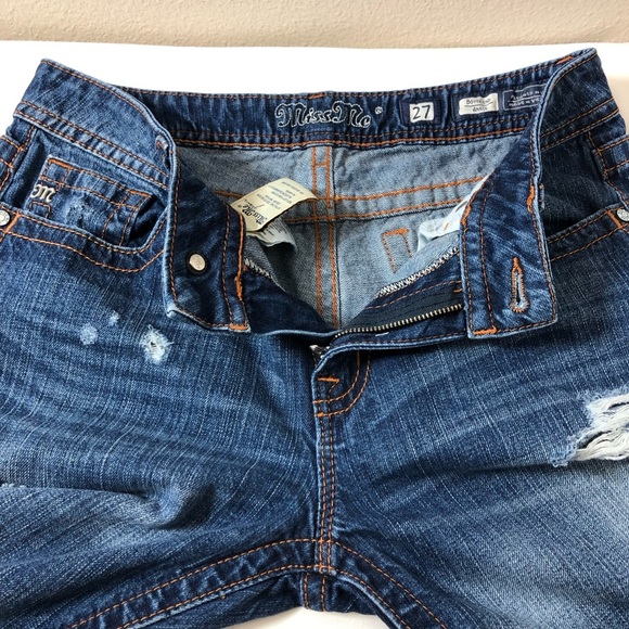 Miss Me Jeans Cotton Distress Ripped Blue Wash MidRise Boyfriend Ankle Jeans 27 - Picture 6 of 15